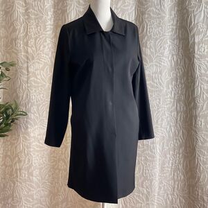 Vtg 90s 00s SOOKI Anthropologie Black Minimalist‎ Trench Coat Longline Jacket S